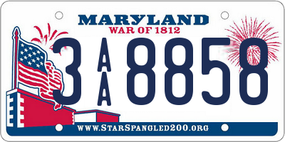 MD license plate 3AA8858