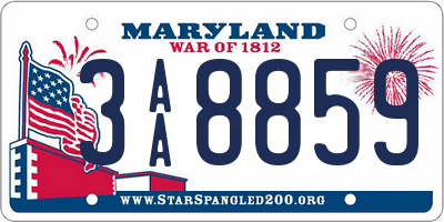 MD license plate 3AA8859