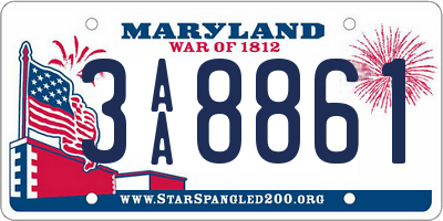 MD license plate 3AA8861