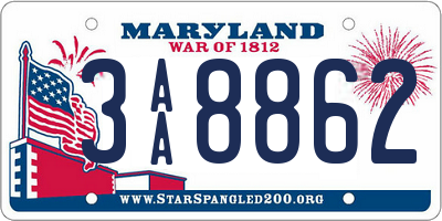 MD license plate 3AA8862