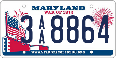 MD license plate 3AA8864