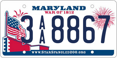 MD license plate 3AA8867