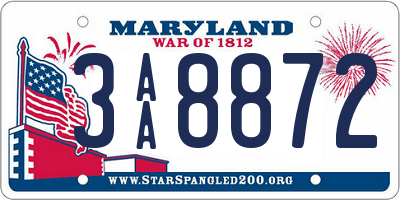 MD license plate 3AA8872