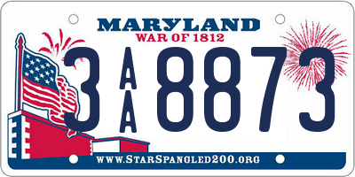 MD license plate 3AA8873