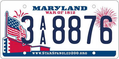 MD license plate 3AA8876