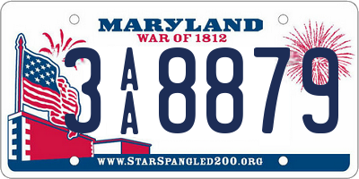 MD license plate 3AA8879
