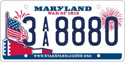 MD license plate 3AA8880