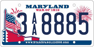 MD license plate 3AA8885