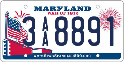 MD license plate 3AA8891