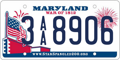 MD license plate 3AA8906