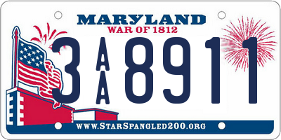 MD license plate 3AA8911