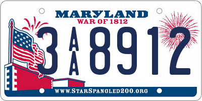 MD license plate 3AA8912