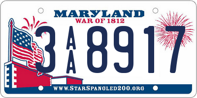 MD license plate 3AA8917