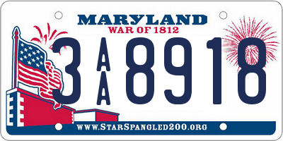 MD license plate 3AA8918