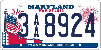 MD license plate 3AA8924