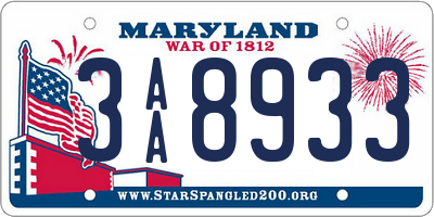 MD license plate 3AA8933