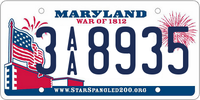 MD license plate 3AA8935