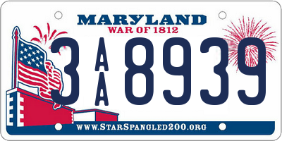 MD license plate 3AA8939