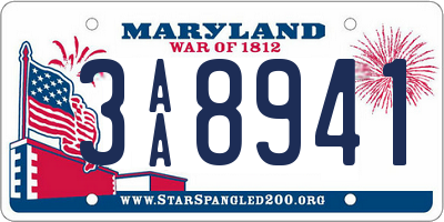 MD license plate 3AA8941