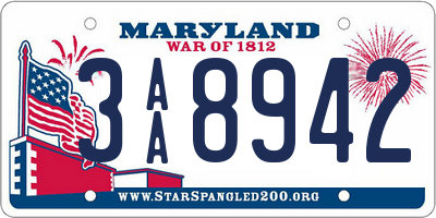 MD license plate 3AA8942