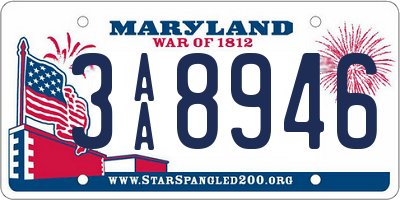 MD license plate 3AA8946