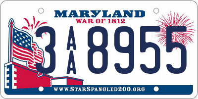 MD license plate 3AA8955