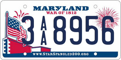 MD license plate 3AA8956