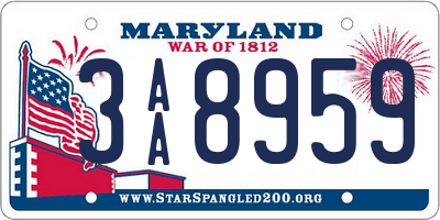 MD license plate 3AA8959