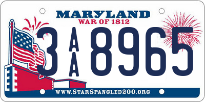 MD license plate 3AA8965