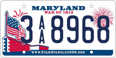 MD license plate 3AA8968