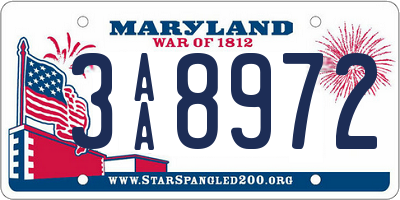 MD license plate 3AA8972