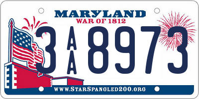 MD license plate 3AA8973