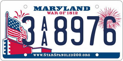 MD license plate 3AA8976