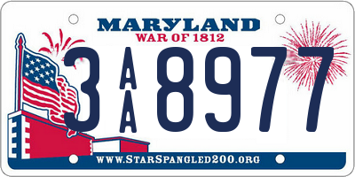 MD license plate 3AA8977