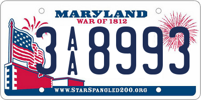 MD license plate 3AA8993