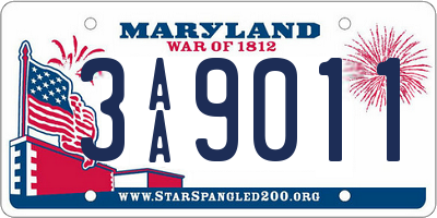 MD license plate 3AA9011