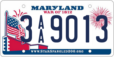 MD license plate 3AA9013