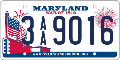 MD license plate 3AA9016