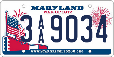 MD license plate 3AA9034