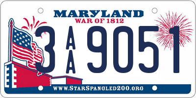 MD license plate 3AA9051