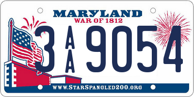 MD license plate 3AA9054