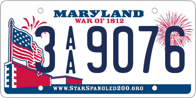 MD license plate 3AA9076