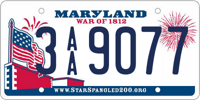 MD license plate 3AA9077