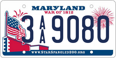 MD license plate 3AA9080