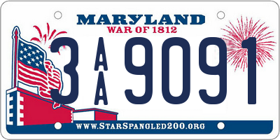 MD license plate 3AA9091