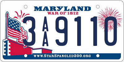 MD license plate 3AA9110