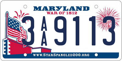 MD license plate 3AA9113