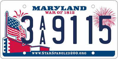 MD license plate 3AA9115