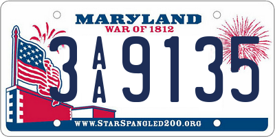 MD license plate 3AA9135