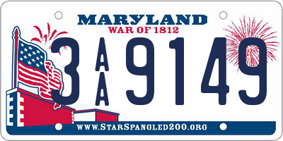 MD license plate 3AA9149
